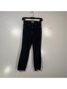 Good American Jeans Womens 0/25 Black Charcoal High Rise Skinny 28x26.5 Denim